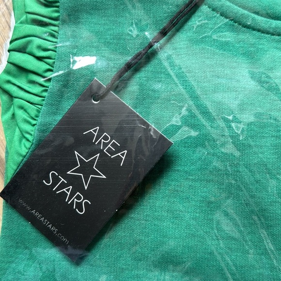 Green Puffer Woven Sleeve Mini Dress NWT Size Small - Picture 3 of 5